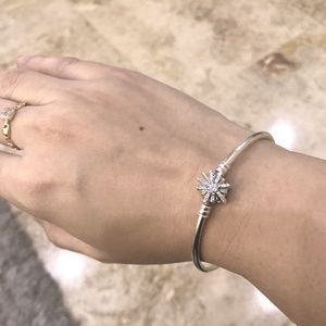 PANDORA FIREWORKS Sterling Silver BANGLE BRACELET "The Best Is Yet To Come"